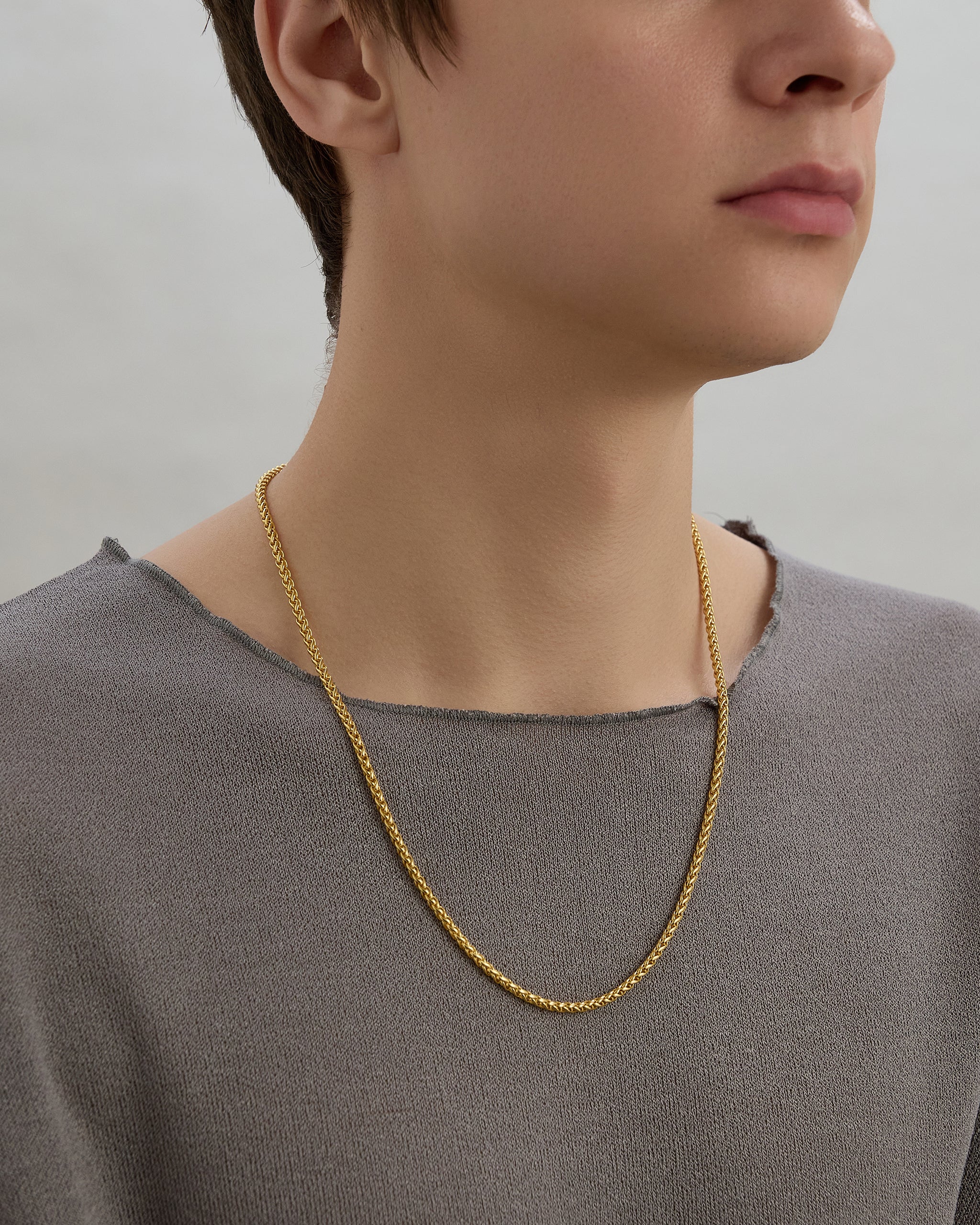 Gold Wheat Chain Necklace For Men