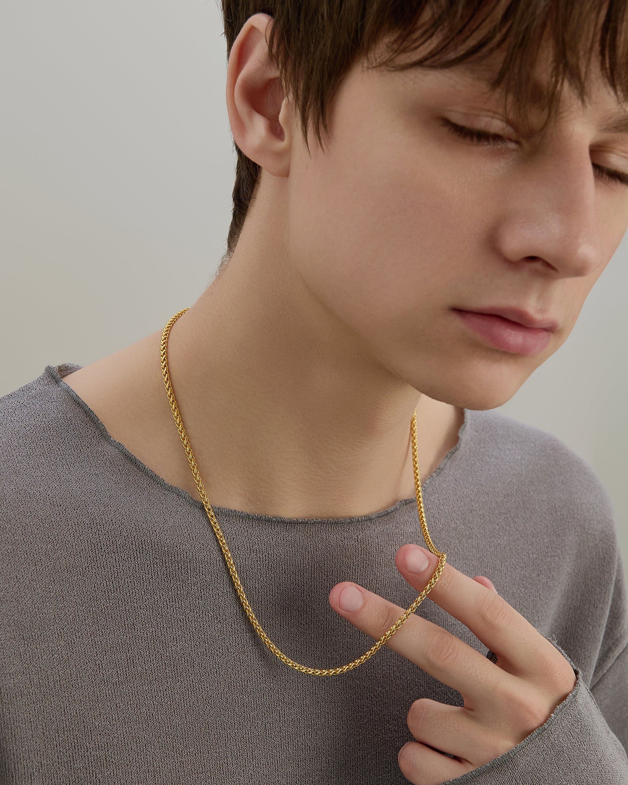 Gold Wheat Chain Necklace for Men