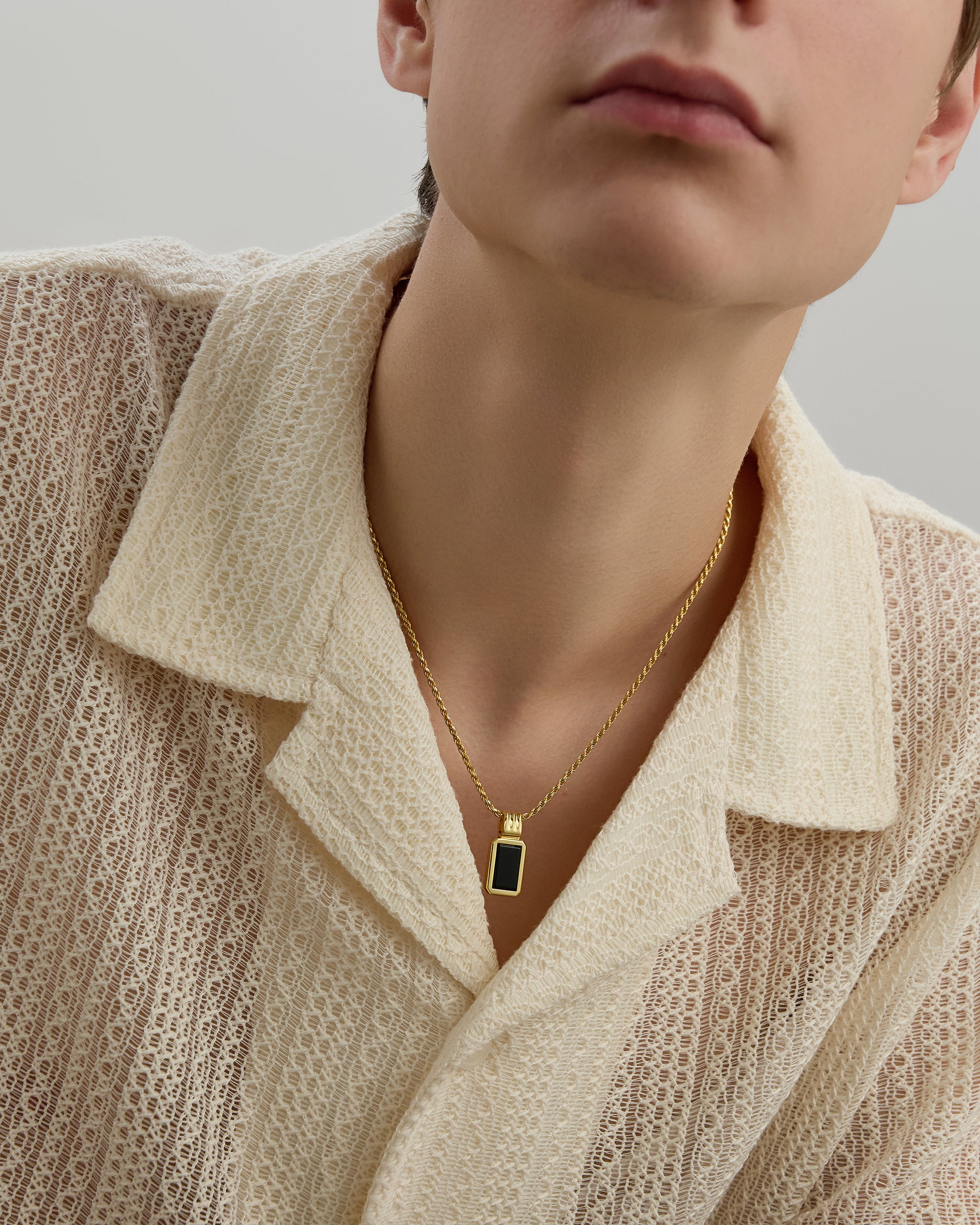 Black Onyx Gold Pendant Necklace for Men's