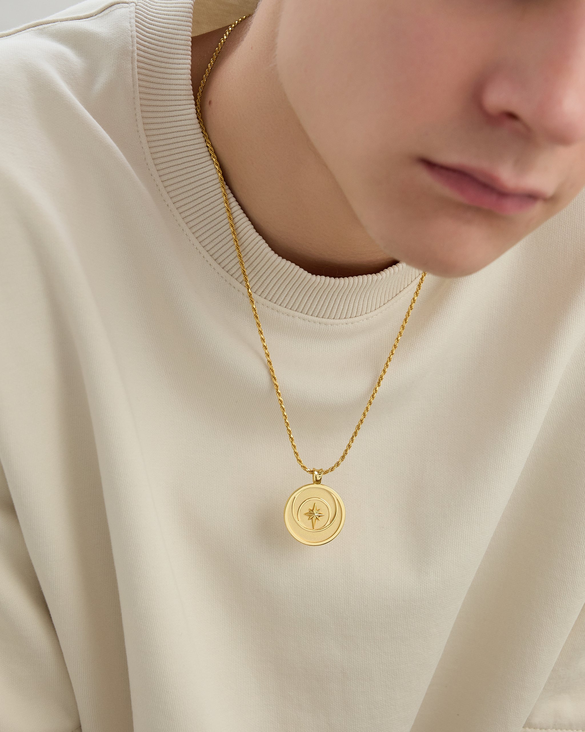Gold North Star Pendant for Men