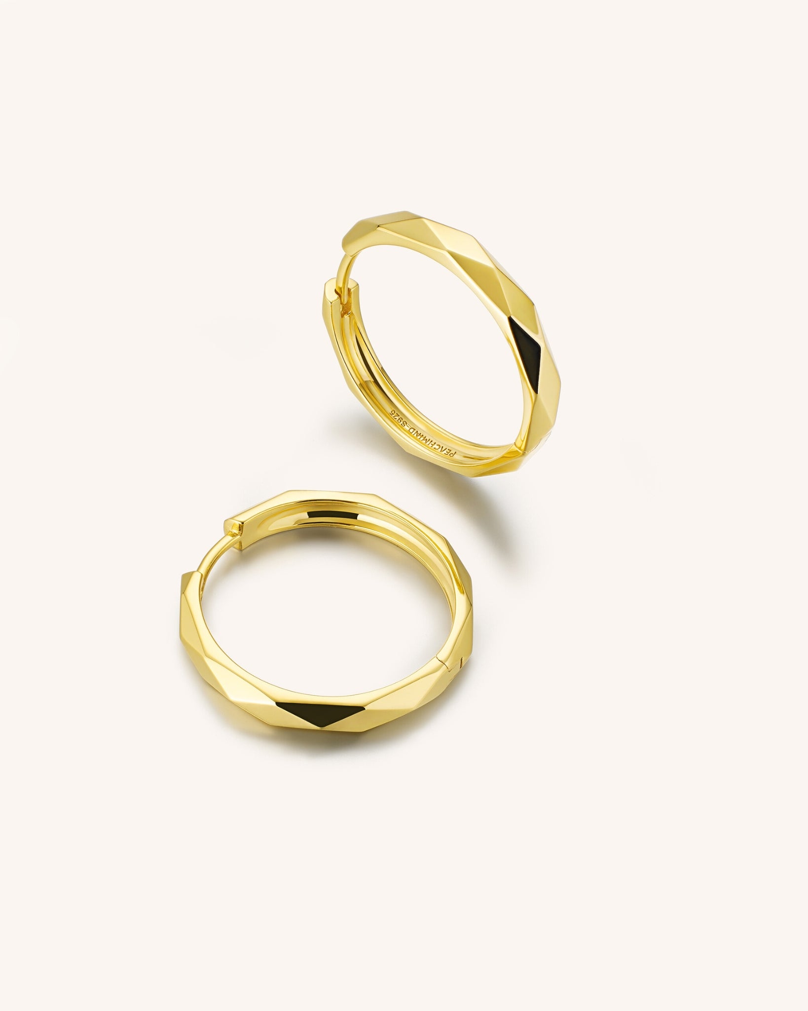 18K Gold Vermeil Faceted Hoops for Women