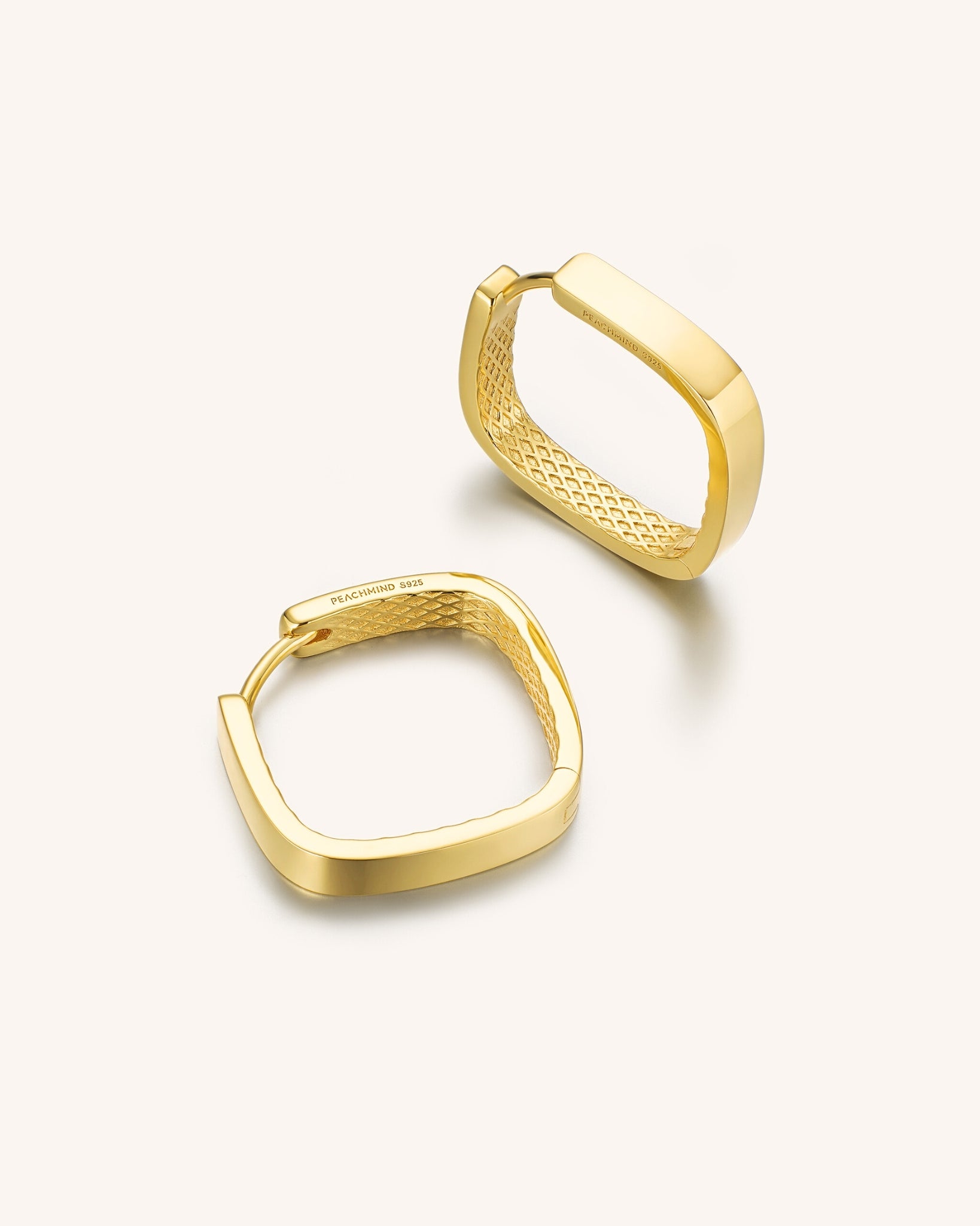 18k Gold Vermeil Grid Hoops for Women