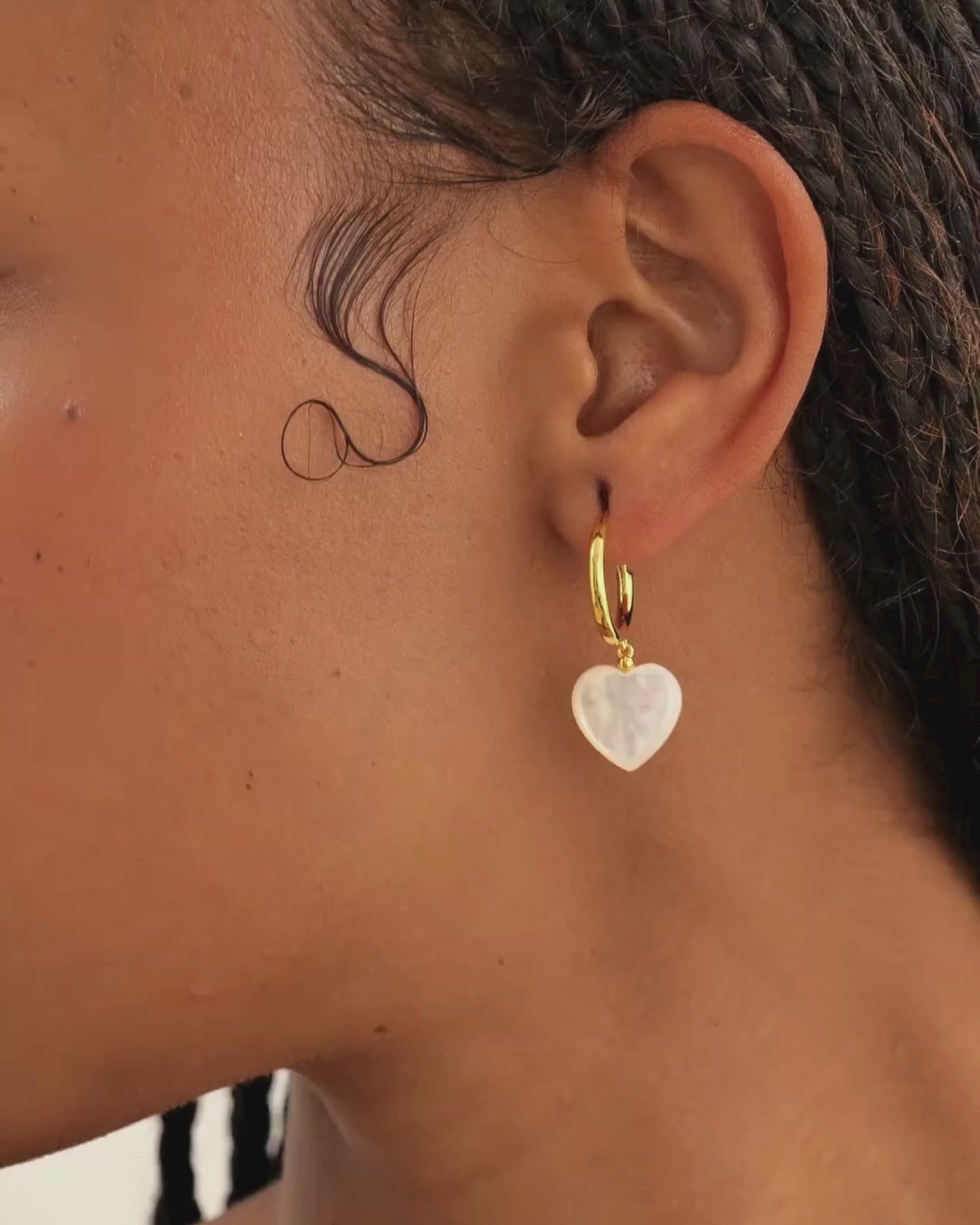 Mother of Pearl Heart Drop Earrings